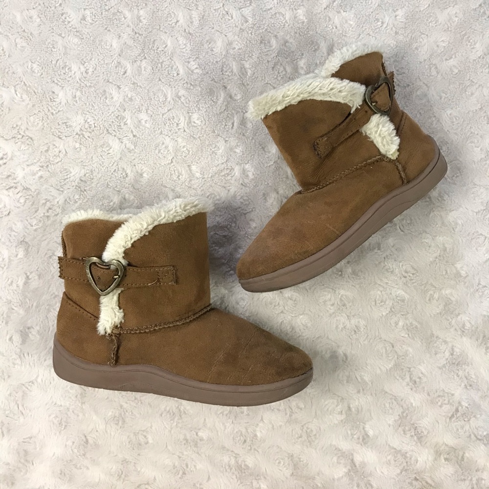 Faded Glory Boots Fuzzy Faux Fur Tan Cream Size 9